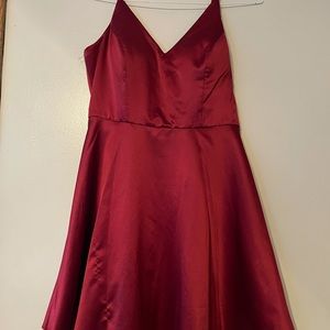 Red Silk Homecoming Prom Dress